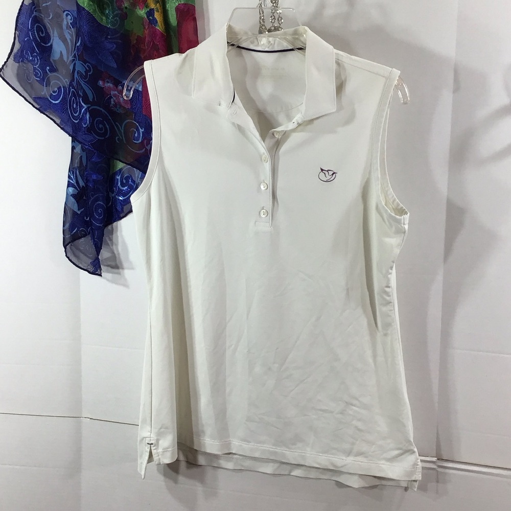 Peter Millar Women's White Sleeveless Polo Top M